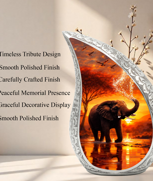 Elephant Sunset Adult Urn for Human Ashes – Premium Elephant Cremation Urn