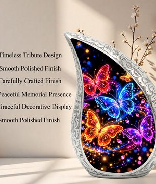 Personalized Butterfly Urn for Human Ashes, Adult Cremation Urn with Colorful Butterflies