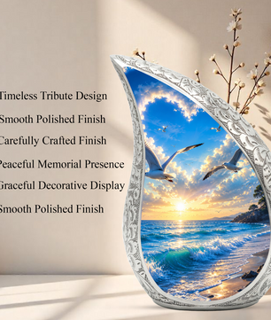 Beach Cremation Urn for Human Ashes | Wooden Beach Urn, Ocean Wave Urn & Beautiful Adult Urn for Mom and Loved Ones