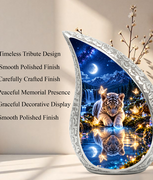 Tiger Cub Urn for Ashes, keepsake White Tiger Cremation Urn