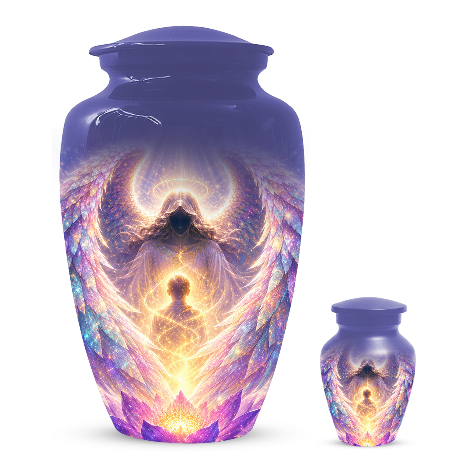 Guardian Angel Cremation Urn, Personalized Angel Memorial Urn for Human Ashes