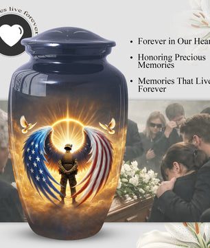 Military Veteran Cremation Urn for Dad, US Army Large Urn for Human Ashes