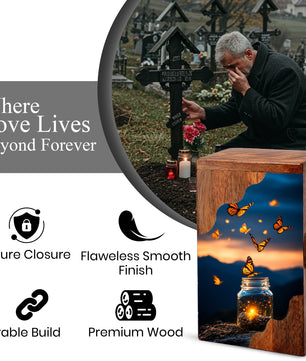 Butterfly Wooden Cremation Urn – Wooden Urn for Human Ashes |