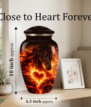 Personalized Horse Cremation Urn for Ashes, Fiery Horse Memorial Urn, Custom Equine Urn