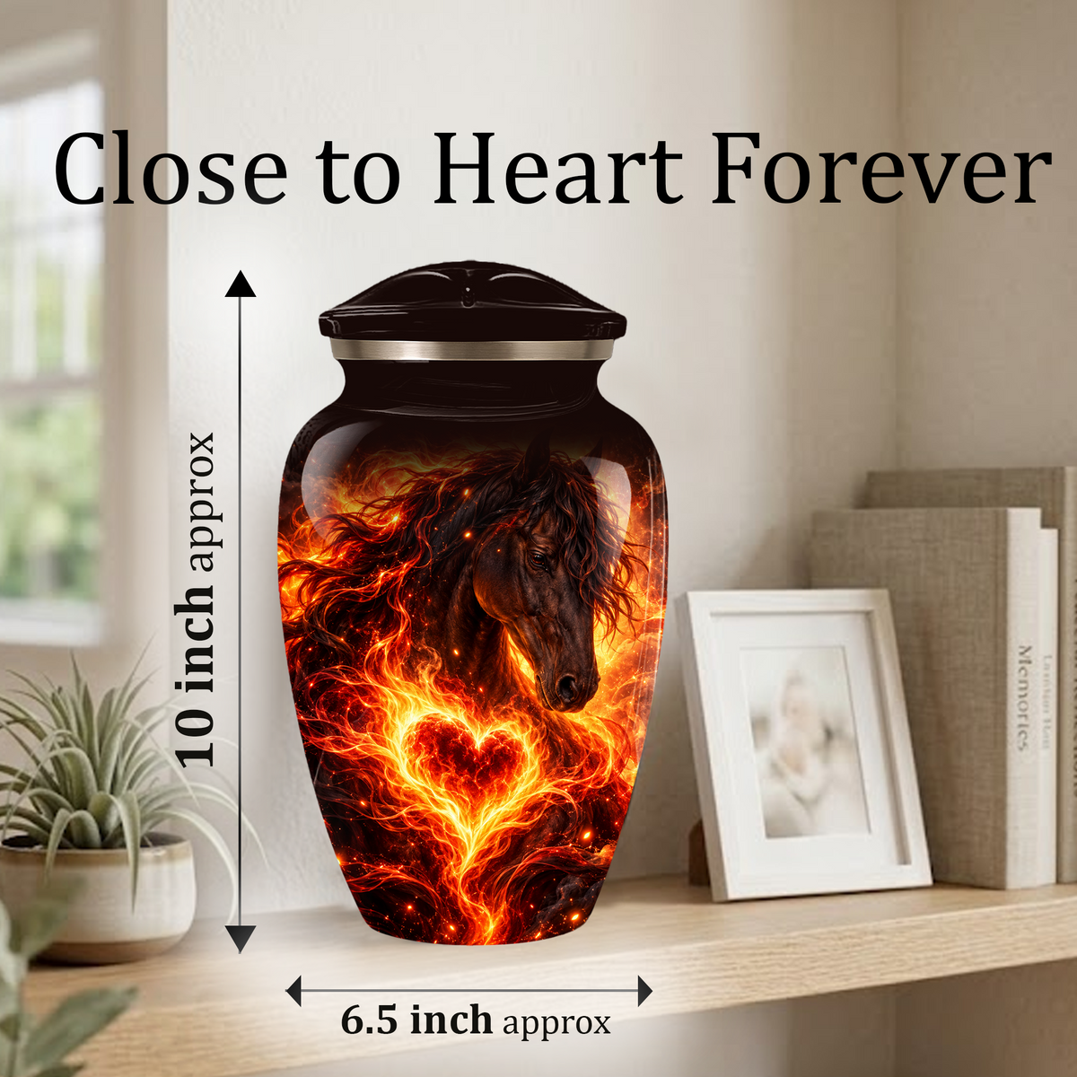 Personalized Horse Cremation Urn for Ashes, Fiery Horse Memorial Urn, Custom Equine Urn