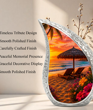 Beach Sunset Adult Cremation Urn for Mom, Dad, Women & Men, Memorial Urn for Ashes