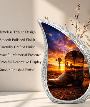 Western Cowboy Boot Memorial Urn for Dad | Adult Cremation Urn for Ashes