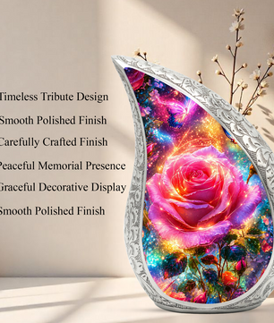 Pink Rose Urn for Mom & Women | Beautiful Floral Cremation Urn for Female Ashes | Mother, Sister & Daughter Memorial