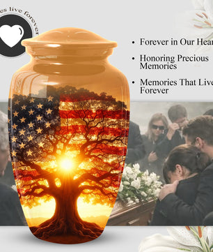 American Patriotic Memorial Large Urn - Keepsake Urn for Ashes