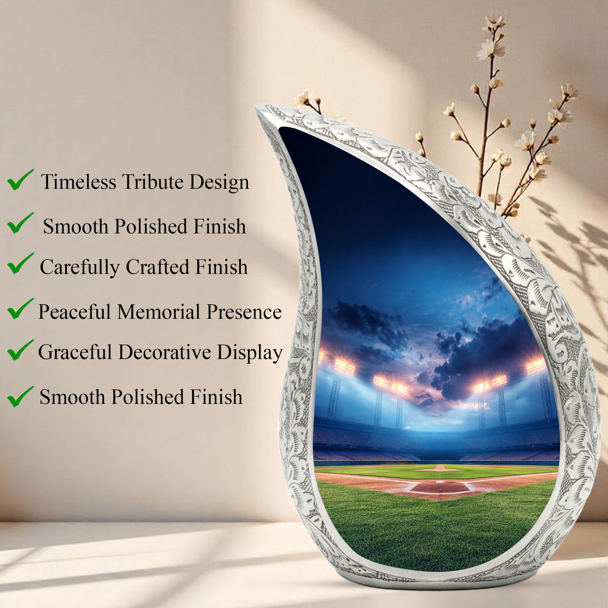 Baseball Stadium Funeral Urn for Dad, Adult Cremation Urn for Human Ashes