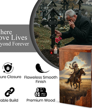 Western Cremation Urn for Dad – Custom Wooden Memorial Urn Box for Ashes