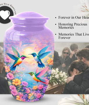 Hummingbird Urn for Mom – Floral Memorial Large Urn for Ashes | Adult Female Cremation Urn