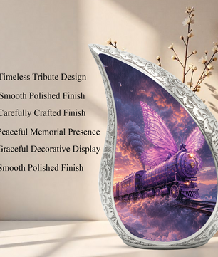 Butterfly Train Urn for Human Ashes | Beautiful Butterfly & Locomotive Adult Cremation Urn