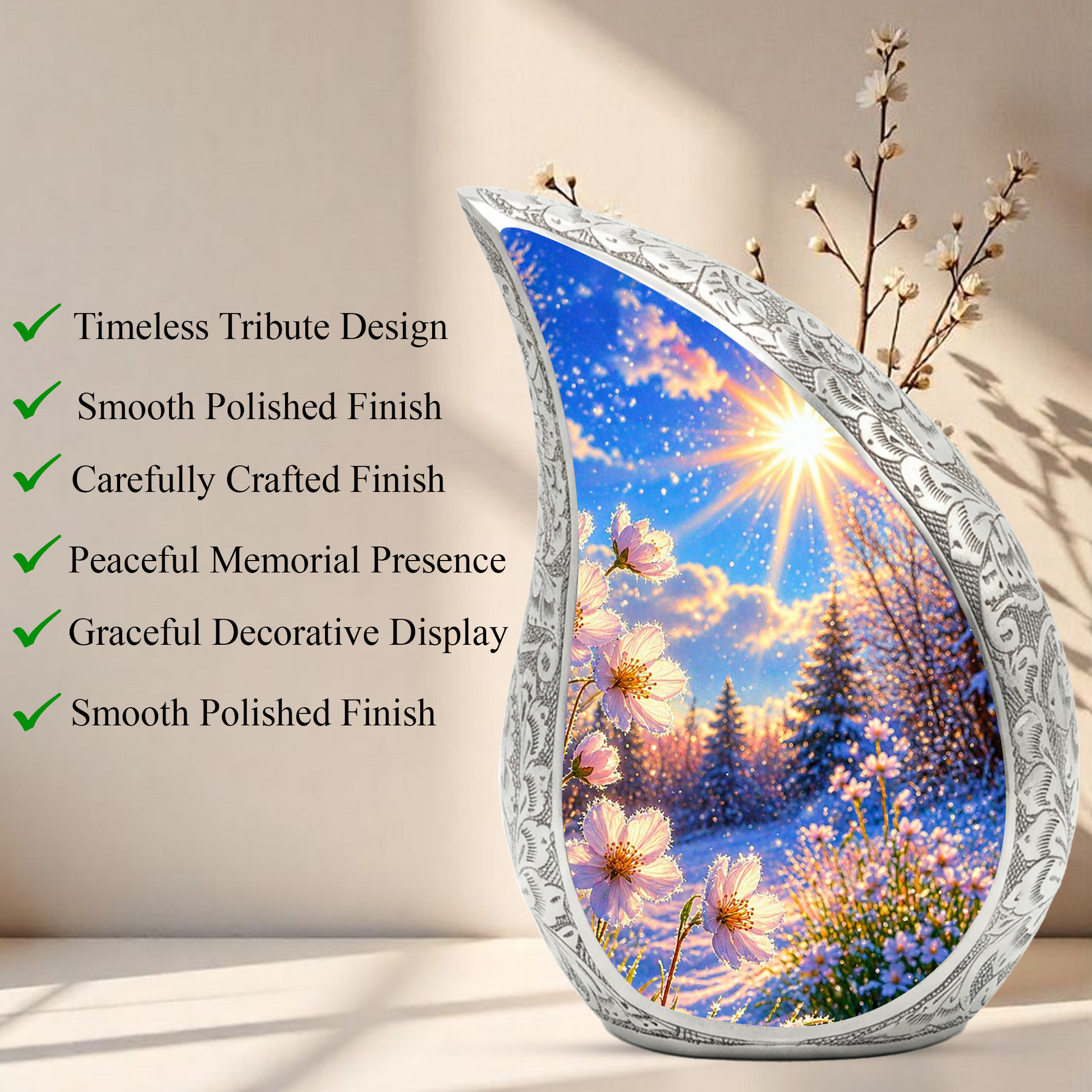 Wildflower Memorial Urn for Mom – Personalized Cremation Urn for Human Ashes | Beautiful Urns for Women