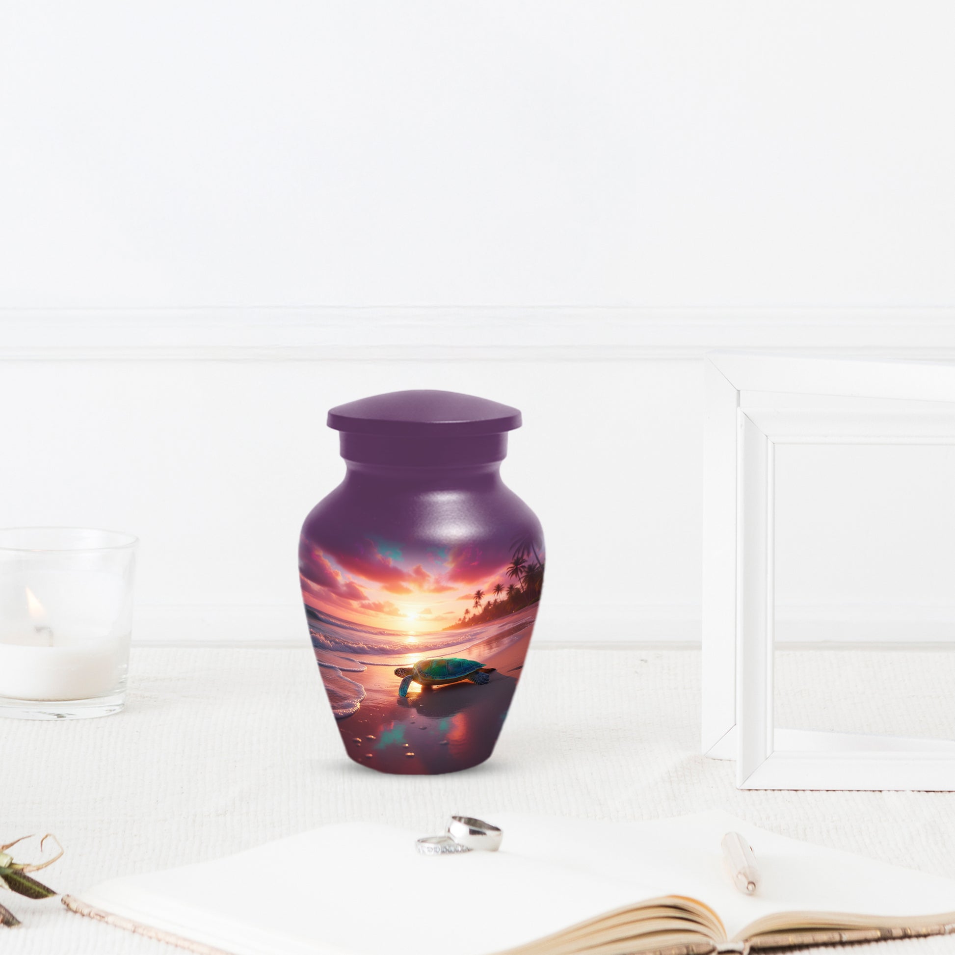 Sea Turtle Urn for Human Ashes | Beach Themed Adult Cremation Urn, Ocean Memorial Urn