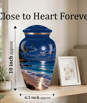 Moonlit Beach Memorial Urn, Ocean Wave Urn ,Adult Cremation Urn for Ashes