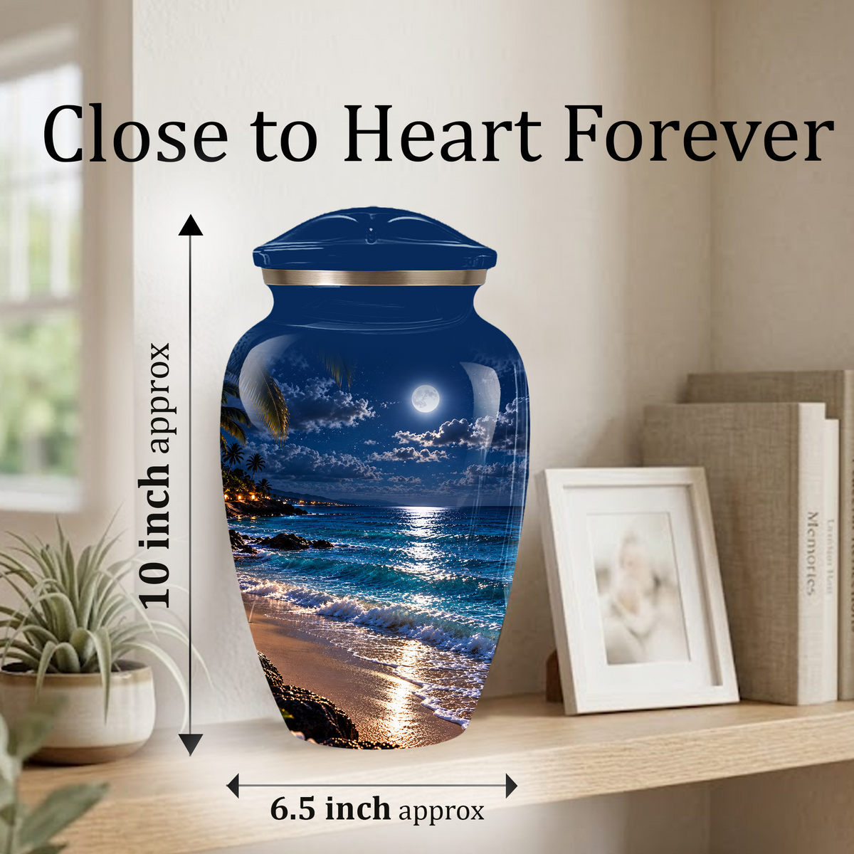 Moonlit Beach Memorial Urn, Ocean Wave Urn ,Adult Cremation Urn for Ashes