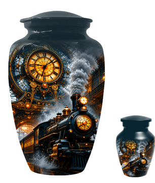 Train Cremation Urn for Men | Steam Locomotive Memorial Urn for Ashes Male