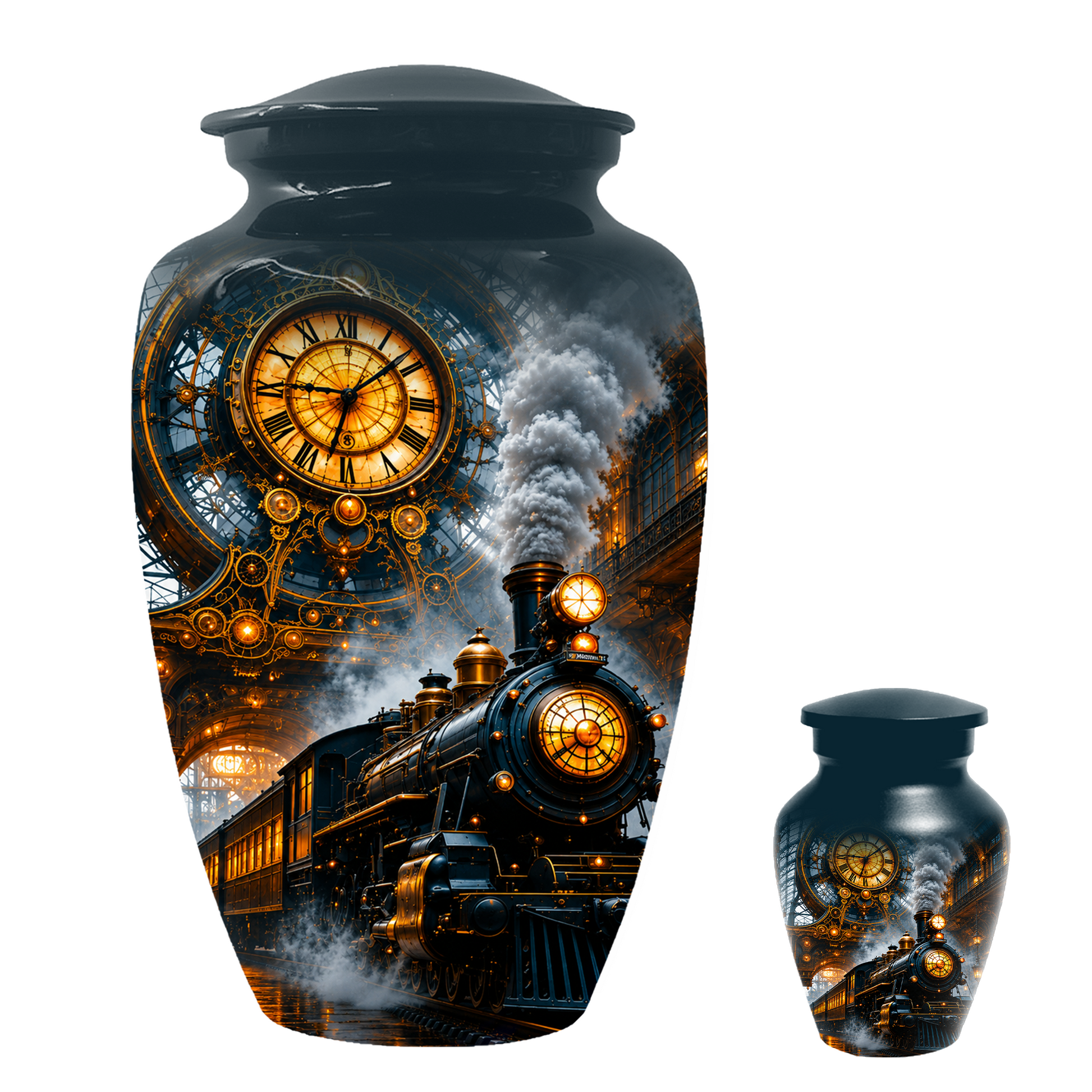 Train Cremation Urn for Men | Steam Locomotive Memorial Urn for Ashes Male