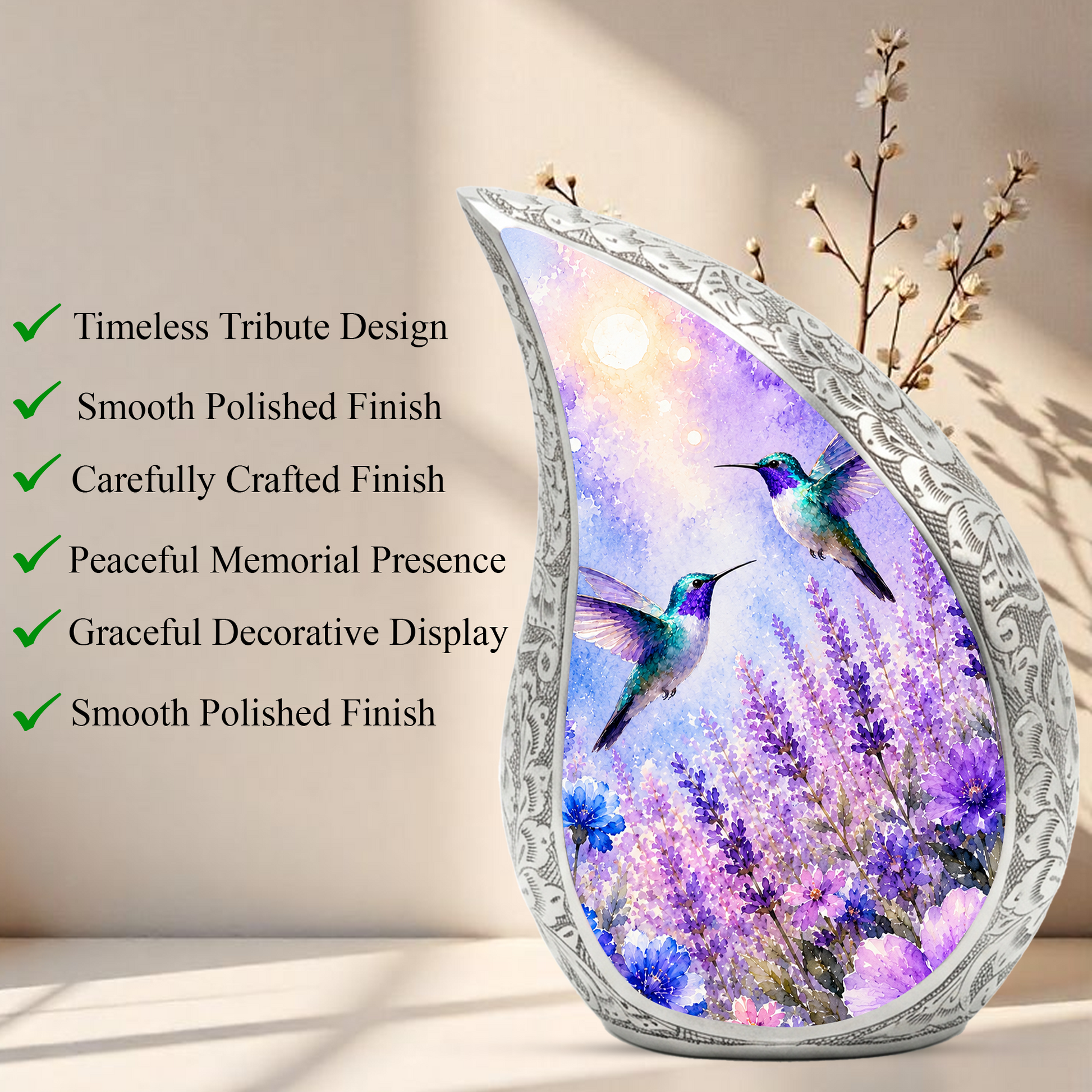 Hummingbird Urn for Adult Ashes | Beautiful Hummingbird Adult Cremation Urn