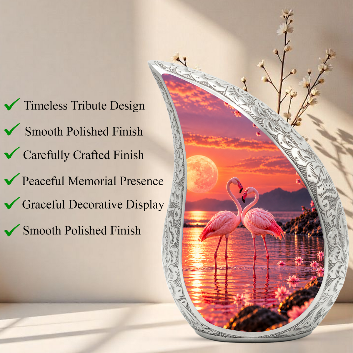 Flamingo Cremation Urn for Ashes, Flamingo Memorial Urn, Pink Flamingo Adult Urn, Bird Cremation Urn