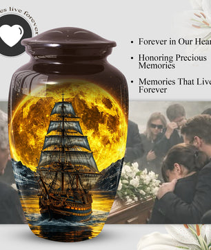 Memorial Urn for Dad, Sailing Ship Cremation  Large Urn for Ashes