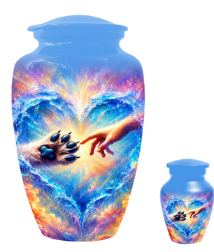 Rainbow Bridge Paw Print Cremation Urn -Dog Memorial Keepsake Urns for Ashes