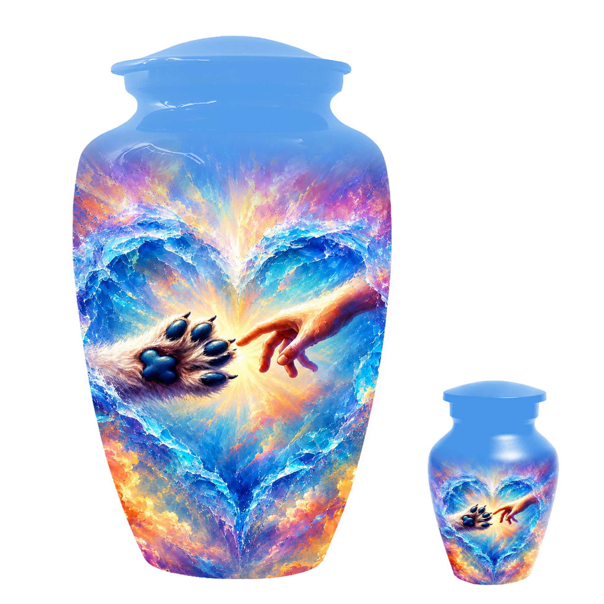 Rainbow Bridge Paw Print Cremation Urn -Dog Memorial Keepsake Urns for Ashes