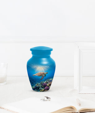 Ocean Wave Cremation Urn for Adult Ashes | Sea Turtle Ocean Theme Memorial Urn