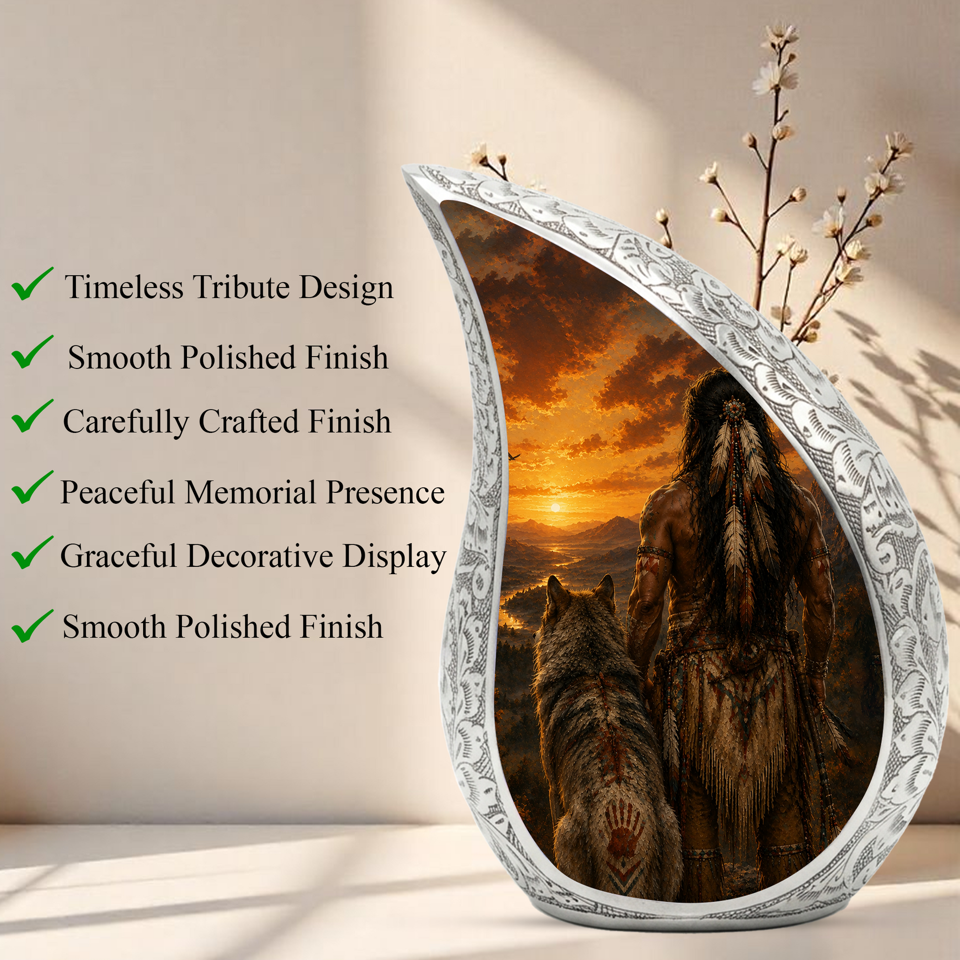 Warrior Sunset Urn for Adult Ashes | Adult Cremation Urn for Human Ashes