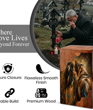 Horse Spirit Wooden Cremation Urn – Wooden Urn for Human Ashes