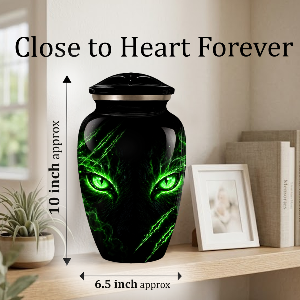 Adult Cremation Urn – Black Panther Green Eyes Memorial Urn for Adult Ashes