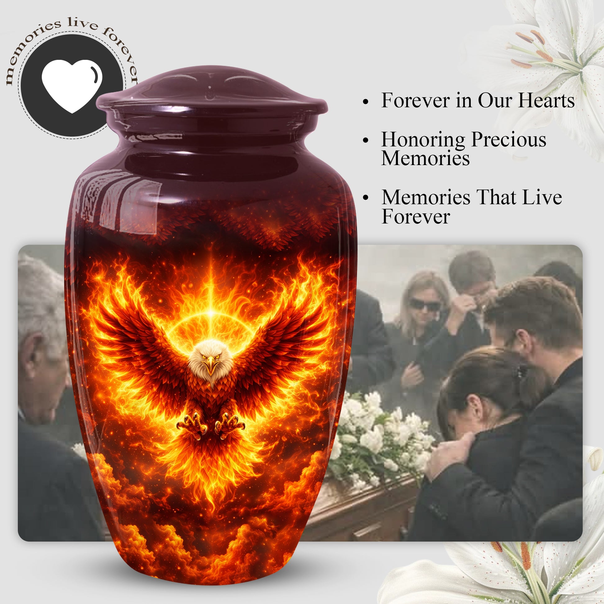 Angel Wing Eagle Urn for Mom-Keepsake Large Urn For Human Ashes