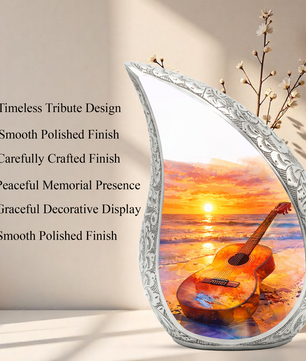 Beach Guitar Memorial Urn for Mom Dad, Funeral Urn for Human Ashes