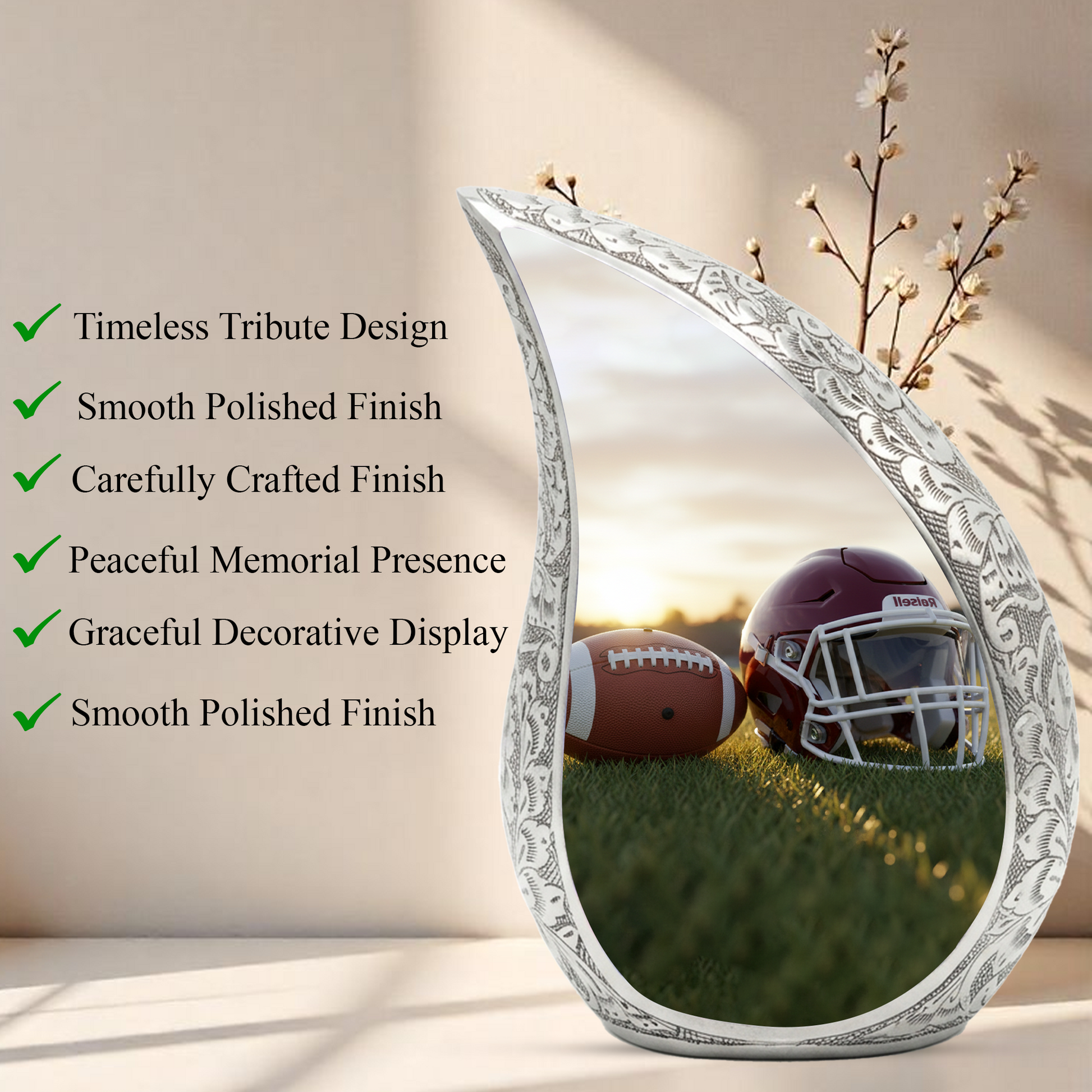 Football Urn for Dad | Adult Cremation Urn | Personalized Memorial Urn for Father, Men & Loved Ones