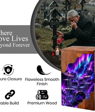 Drummer Wooden Cremation Urn – Aurora Memorial Urn