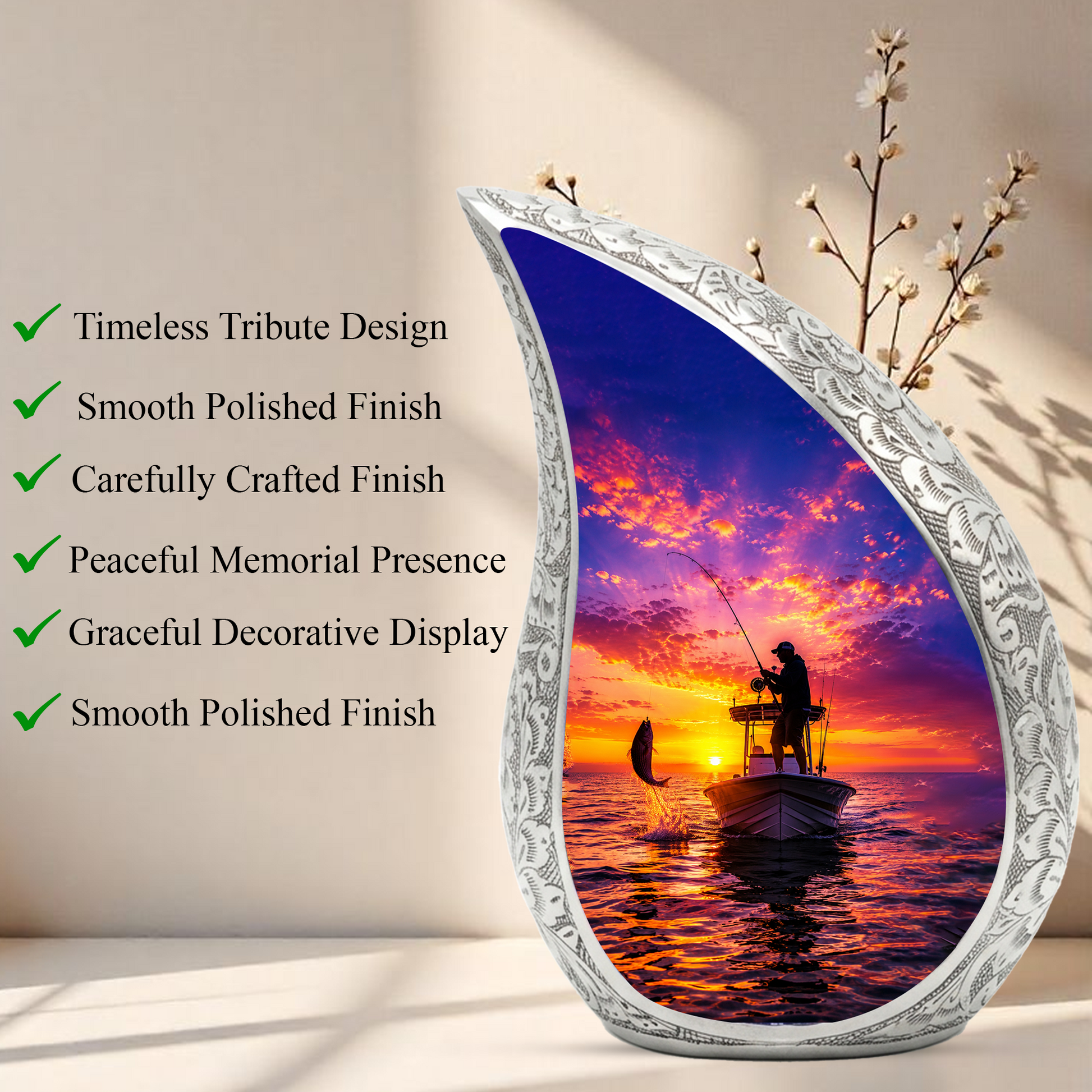 Gone Fishing Urn for Dad, Fishing Cremation Urn for Ashes ,Memorial Urn For Keepsake