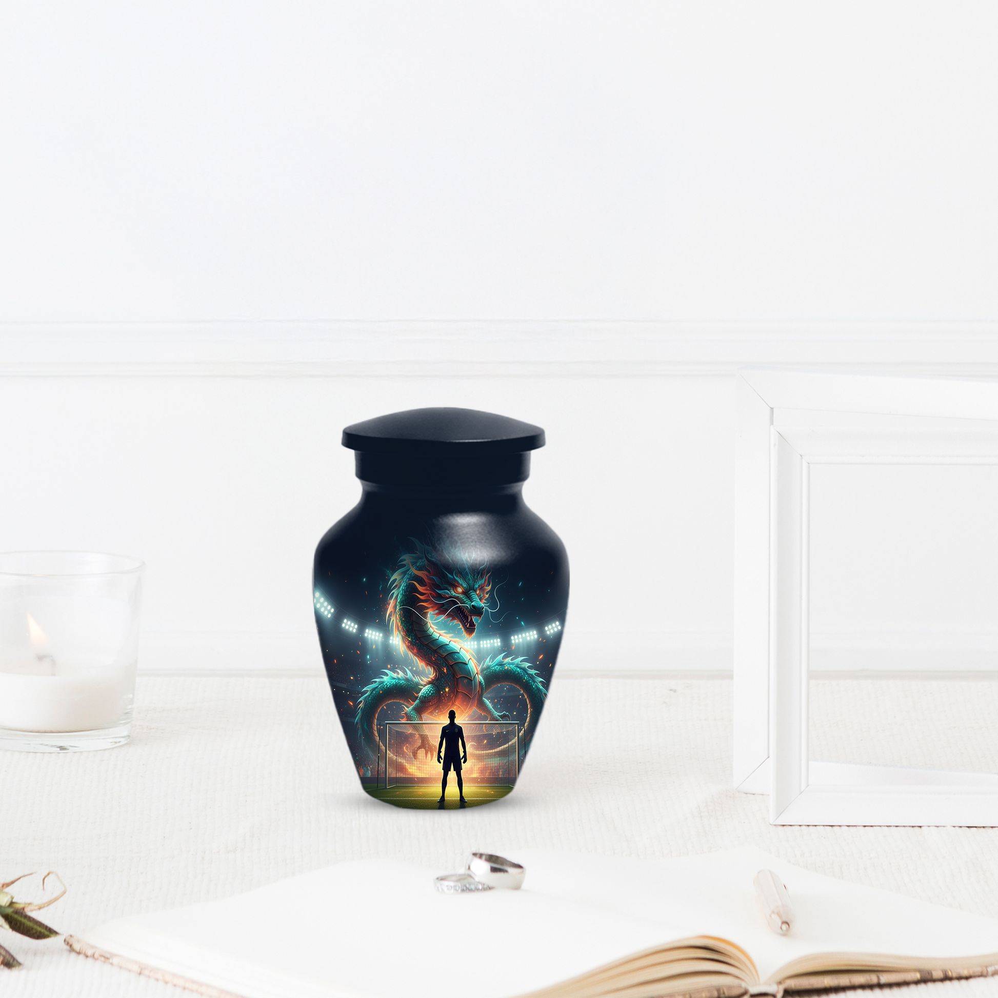 Dragon Soccer Urn for Human Ashes, Personalized Cremation Urn for Dad