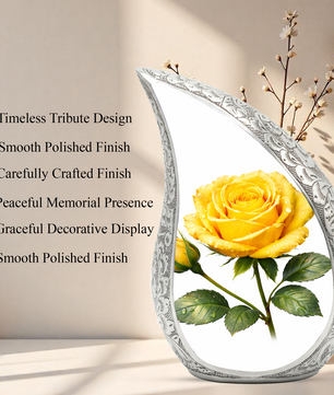 Yellow Rose Urn for Mom | Floral Urn for Human Ashes