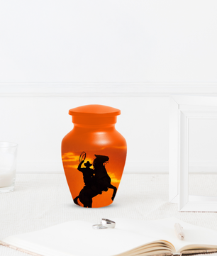 Personalized Cowboy Urn for Ashes | Western Horse Cremation Urn for Dad