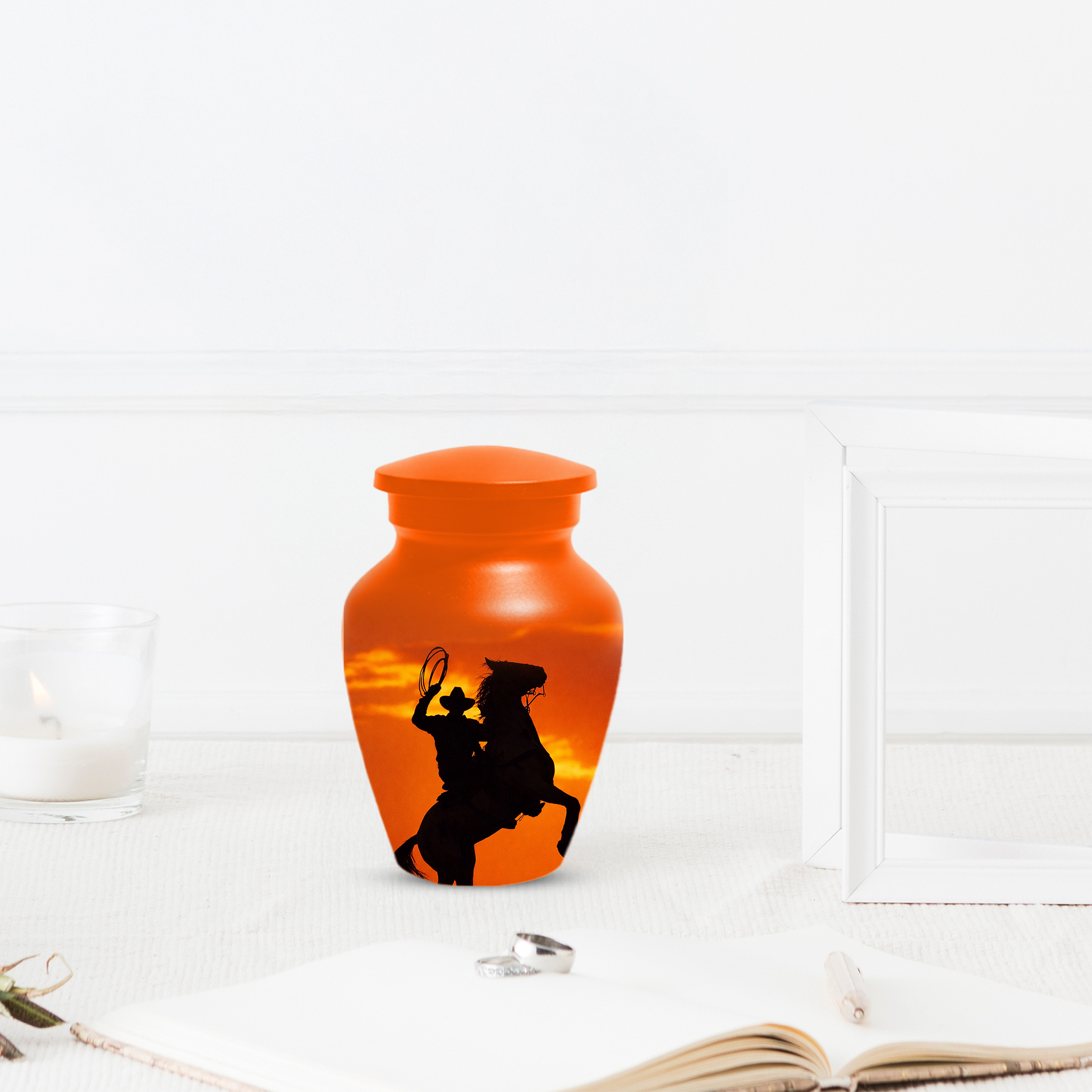 Personalized Cowboy Urn for Ashes | Western Horse Cremation Urn for Dad