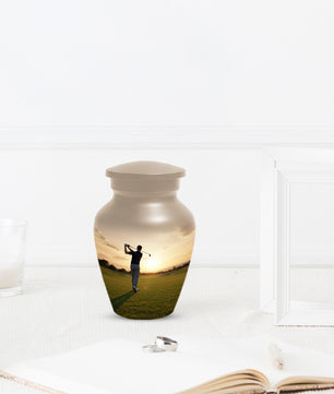 Golf Sunset Adult Urn for Human Ashes | Personalized Golf Cremation Ursn for Men & Dad