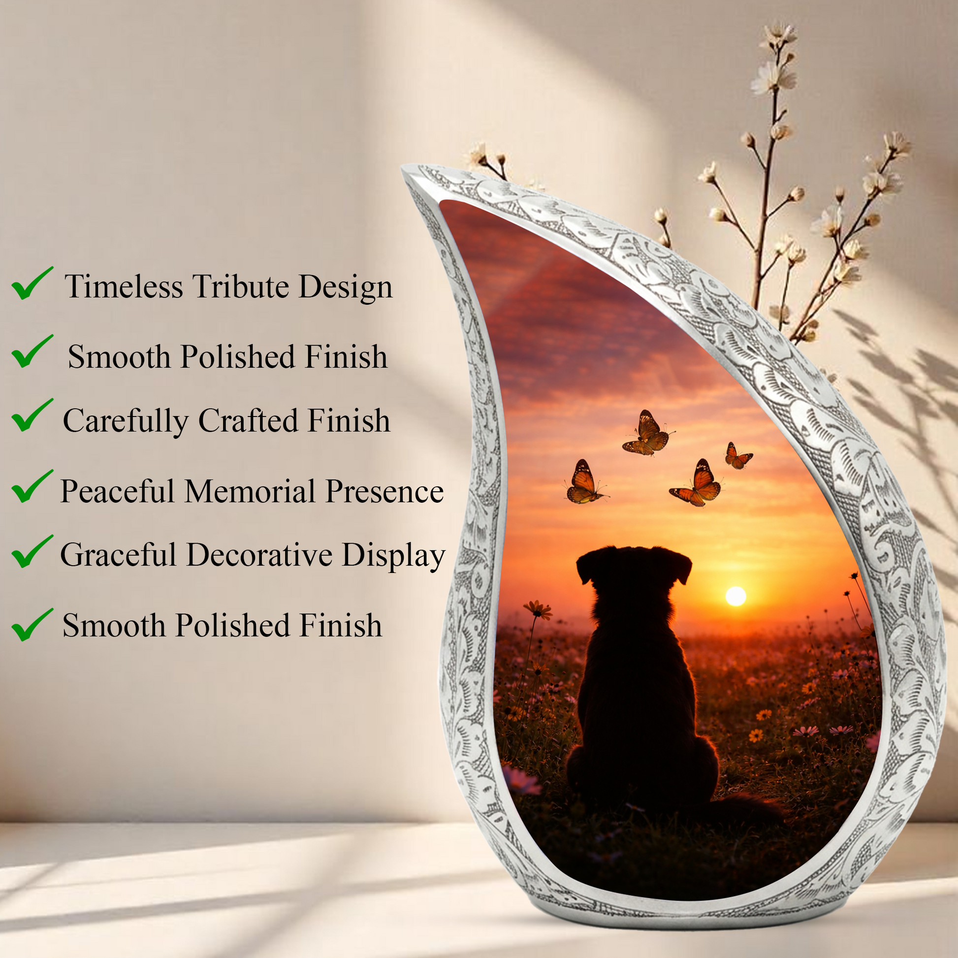 Dog Sunset Urn for Human & Pet Ashes – Personalized Dog Urn