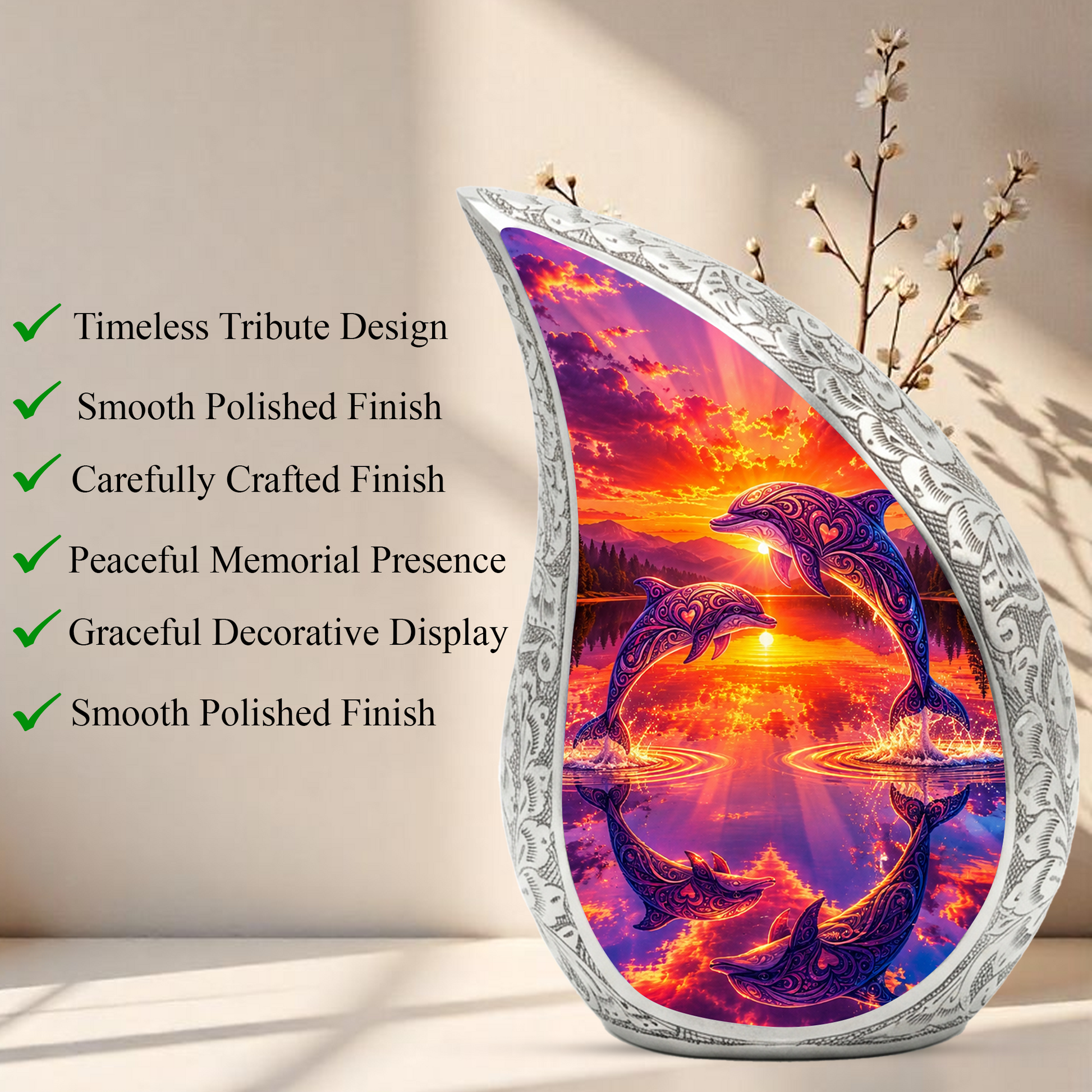 Dolphin Memorial Urn for Mom – Personalized Funeral Urn for Human Ashes | Beautiful Cremation Urns for Women