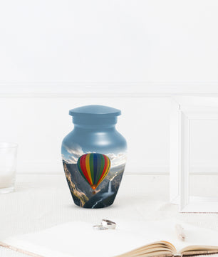 Hot Air Balloon Cremation Urn for Adult Ashes | Scenic Mountain & Waterfall Memorial Adult Urn