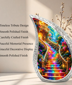 Rainbow Stairway to Heaven Urn for Mom, Personalized Cremation Urn for Ashe
