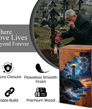 Lighthouse Wooden Cremation Urn for Human Ashes