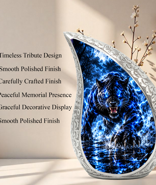 Black Panther Cremation Urn for Ashes, Panther Memorial Urn, Wildlife Adult Urn, Big Cat Cremation