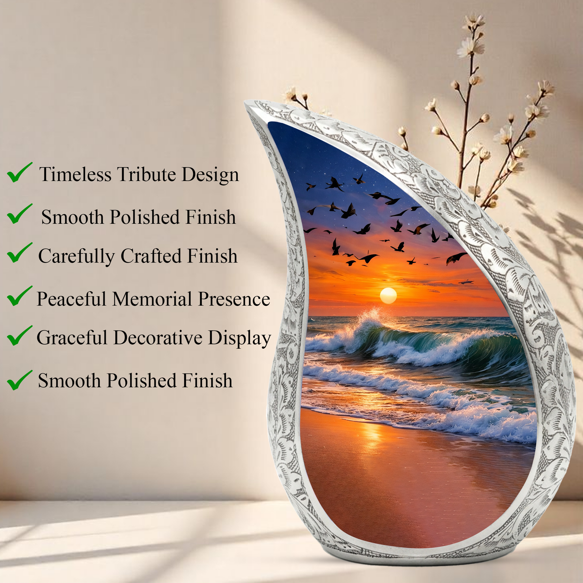 Ocean Sunset Adult Urn for Human Ashes – Premium Ocean Sunset Cremation Urn