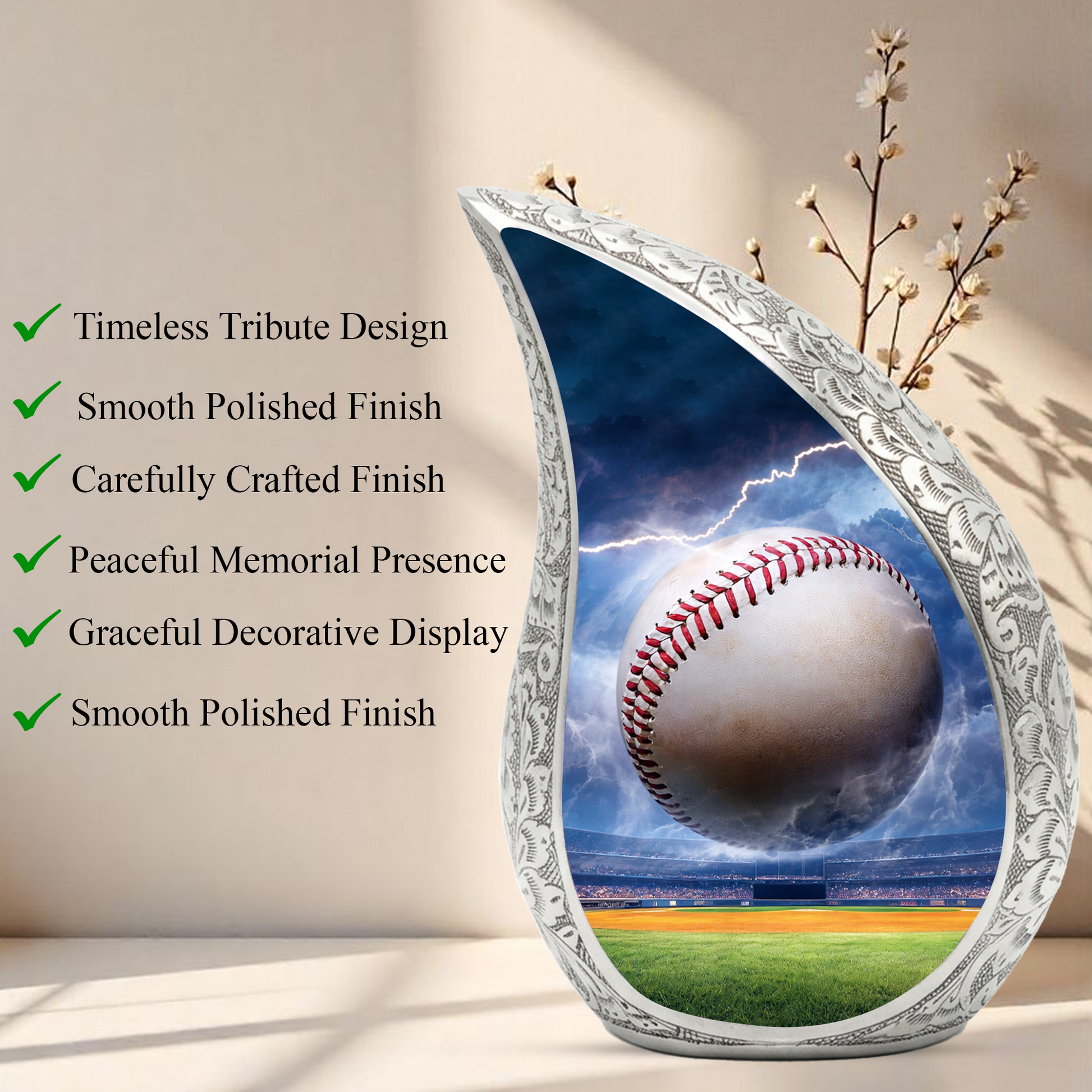 Baseball Funeral Urn for Dad, Baseball Memorial Urn for Human Ashes